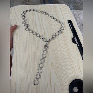 Oversized Circle Link Chain Necklace Silver